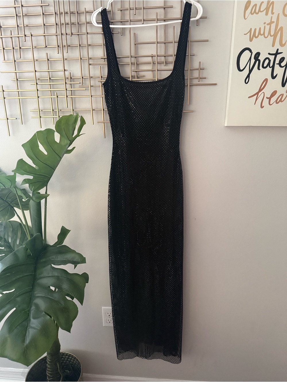 Black Sparkle Maxi Dress with Sheer Overlay